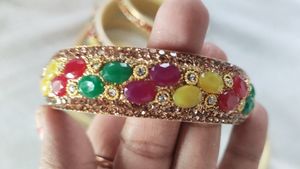 Rubies And Emerald Embellished Bangles