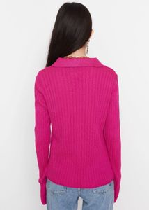 Ribbed Knit Collared Top