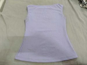 Lavender Sleeveless Boat Neck fitted Top