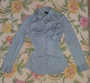 Office Siren Fitted Pinstripe Grey Shirt