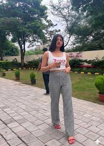 Houndstooth Print Flare Pants
