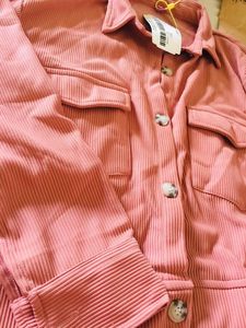 Pink Corduroy Cropped Jacket