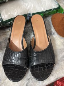 Stylish Black Croc Heels