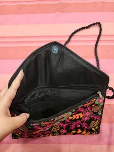 Embroidered Floral Clutch
