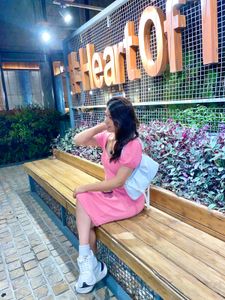 Cute Pink Puff Sleeve Dress