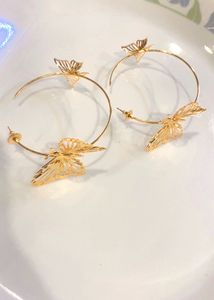 New Gold Butterfly Hoop Earrings