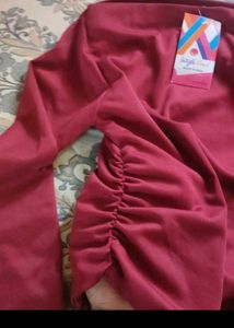 New Red Off-Shoulder Ruched Top