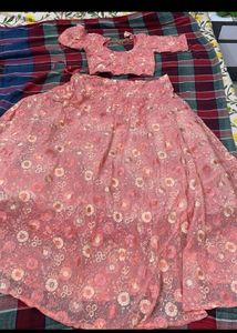 designer pink Embroidered Lehenga Choli set