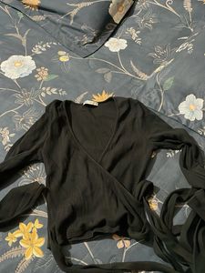 Chic Black Wrap Top