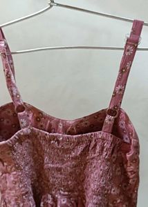 Pink Floral Padded Cami Dress/Top with Adjustable