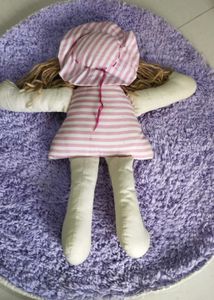 Handmade Rag Doll with Pink Striped Dress