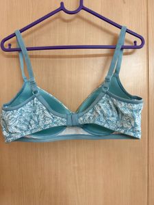 Light Blue Leaf Print Bra