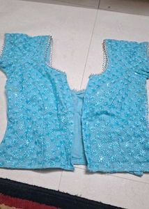 Elegant sky Blue Striped Saree with blouse