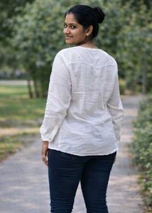 White Embroidered Cotton Top