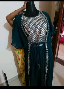 Green Mirror Work Ethnic Dress
