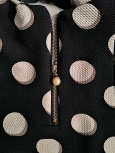 Black &amp; White Polka Dot Flowy Short Dress