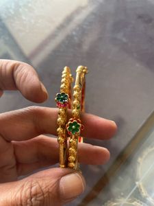 Exquisite Gold Tone Bangles with Meenakari Work