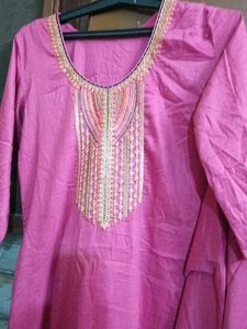 Pink Embroidered Kurta Set with Dupatta
