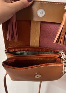 Stylish Brown Crossbody Bag with Tassels