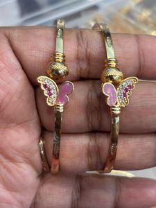 pair of 2 set Gold Butterfly Bangles for Girls