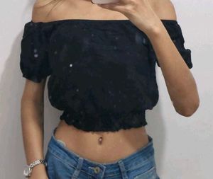 Black off shoulder crop top