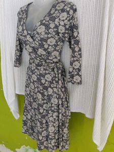 Floral Print Silk Wrap Dress