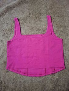 Vibrant Pink Square Neck Crop Top