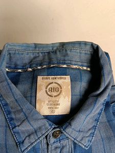Men's Blue Plaid Casual Shirt