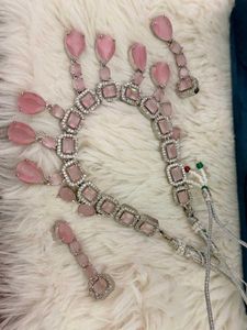 ⚡️Premium Pink Monalisa AD Necklace Set⚡️