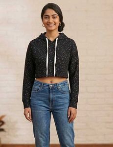 Cute Polka Dot Cropped Hoodie