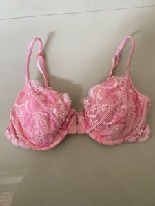 Pink Lace Balconette Bra