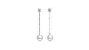 Elegant Pearl Drop Earrings with CZ Studs