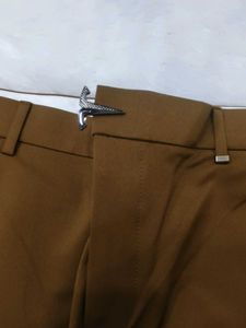 Brown Flat-Front Chino Pants