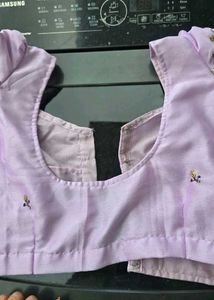 Lavender saree with stiched blouse