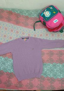 V-Club Purple Waffle Knit Sweater