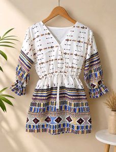 Bohemian Print V-Neck Dress