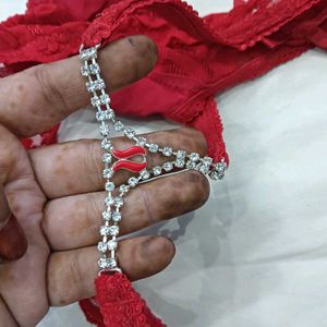 🪔 Red Lace Trim Thong Panty
