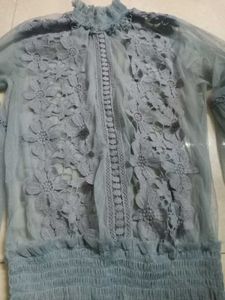 Sheer Lace Floral Puff Sleeve Top