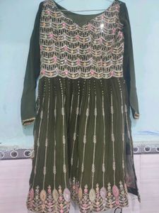 Green Embroidered Kurta Set