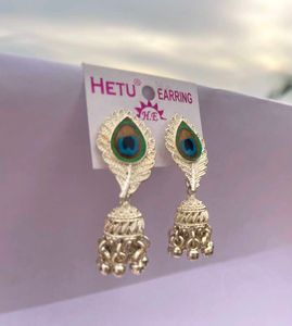 Peacock Feather Jhumka Earrings
