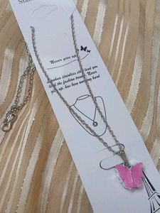 Cute Pink Butterfly Necklace