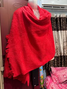 Red Woven woollen  Shawl/Scarf