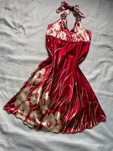 Vibrant Floral Halter Neck Dress