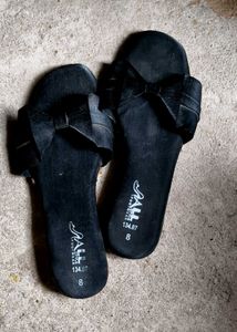 Black Bow Slide Sandals