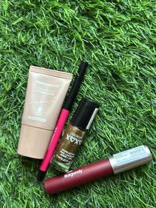 Combo of foundation lipstick kajal and nailpaint