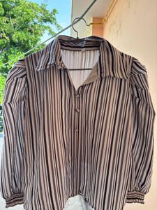 Chic Striped Button-Up Blouse
