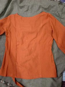 Orange Lace-Up Corset Top
