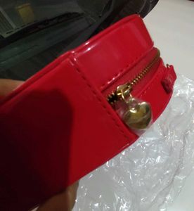 Red Heart Shaped Clutch Bag