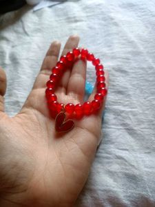 2-Beaded Heart Charm Bracelets
