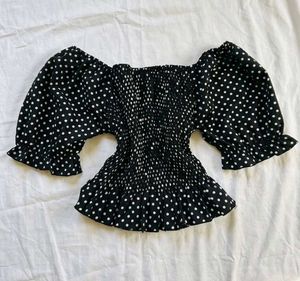 Black Polka Dot Crop Top